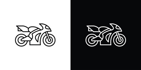 Motorcycle icon linear vector icon. Editable stroke lines.