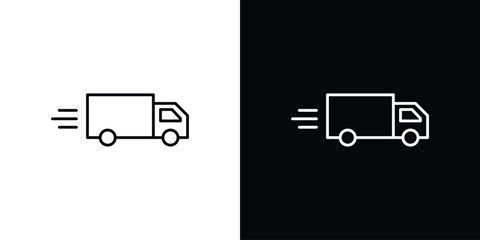 Moving truck icon linear vector icon. Editable stroke lines.