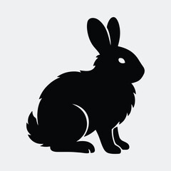 Silhouette rabbit sitting pretty side view vector illustration