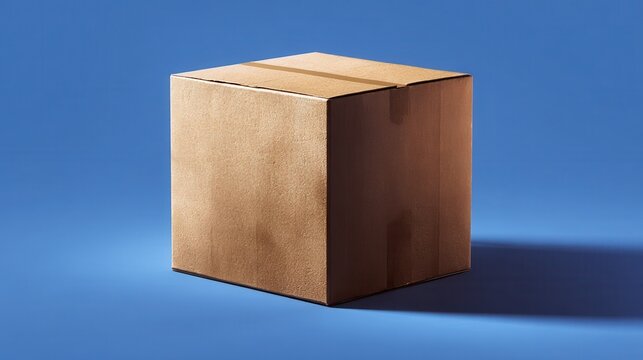 cardboard moving box on blue background, ai generated, ai