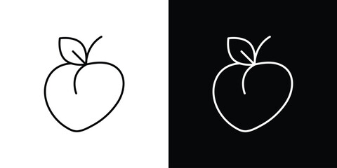Peach icon linear vector icon. Editable stroke lines.