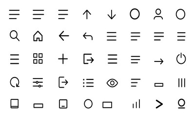 Black hamburger menu buttons set for website UI navigation. Modern web and mobile app menu icons. Burger button UI design elements. Navigation and web menu icon collection and more.