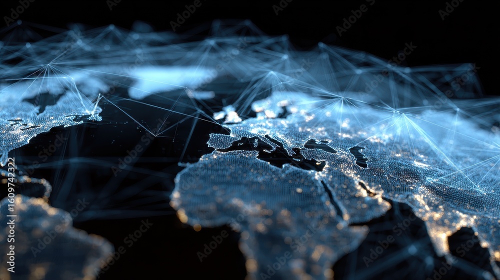 Poster global network connection over the world. internet concept of global business.world map with glowing
