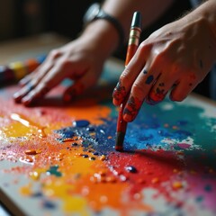 Obraz premium Colorful Art Creation with Paint Splashes