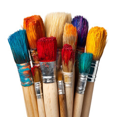 Fototapeta premium Colorful paintbrushes art supplies painting tools creative artwork