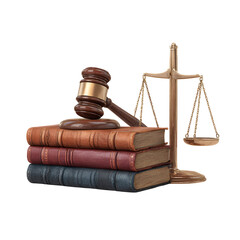 Gavel scales of justice and law books legal concept