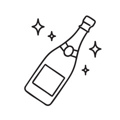 Celebratory Champagne Bottle Outline with Sparkling Stars Perfect for New Year s Eve or Special Occasions