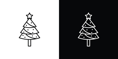 Tree christmas icon linear vector icon. Editable stroke lines.