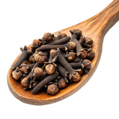 Obraz premium Cloves on a Wooden Spoon Spice Cooking Ingredient,