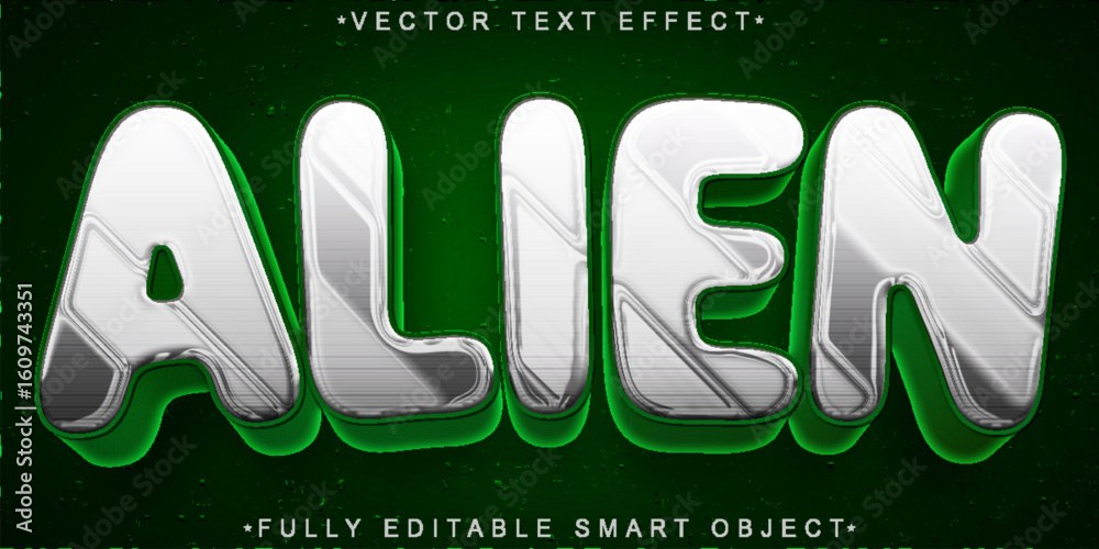 Poster mysterious alien galaxy scifi style vector fully editable smart object text effect