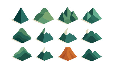 Geometric mountain icons set in modern minimalist style