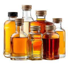 Golden amber bottles of liquor collection