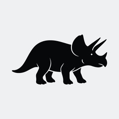 Silhouette triceratops dinosaur prehistoric herbivore wildlife animal icon vector illustration