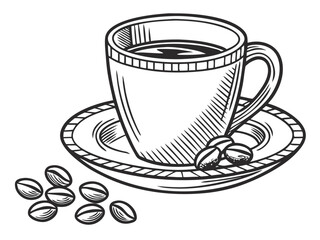 cup of coffee with beans