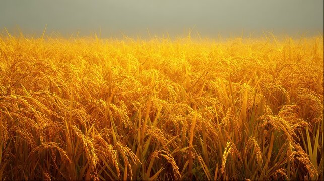 A gold rice feild background.