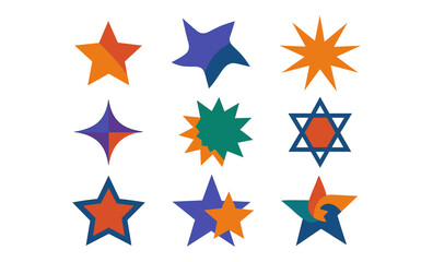Obraz premium Abstract colorful geometric star shapes collection with modern design elements