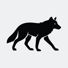 Silhouette walking wolf wildlife animal predator canine vector illustration