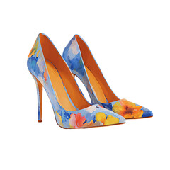 Floral High Heels Stylish Women's Shoes Fashionable Footwear