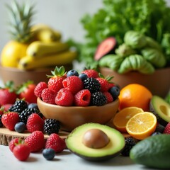 Fototapeta premium Fresh and Vibrant Assortment of Fruits