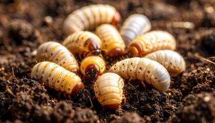 Close-up of grubs in soil (1)