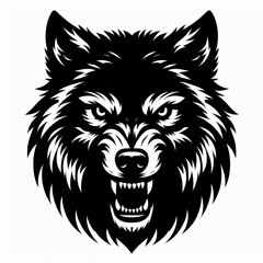 Fierce black wolf head with bared teeth and intense eyes