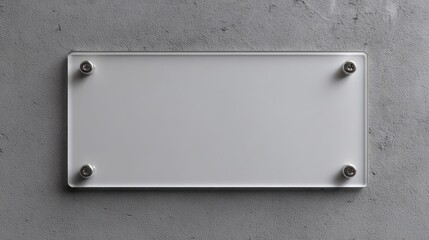 blank glass name plate wallmounted mockup