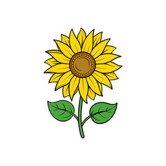 sunflower clipart vector with bright yellow petals vector art illustration