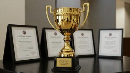Golden Trophy  Certificates: Celebrating Achievement Success and Recognition in Business.