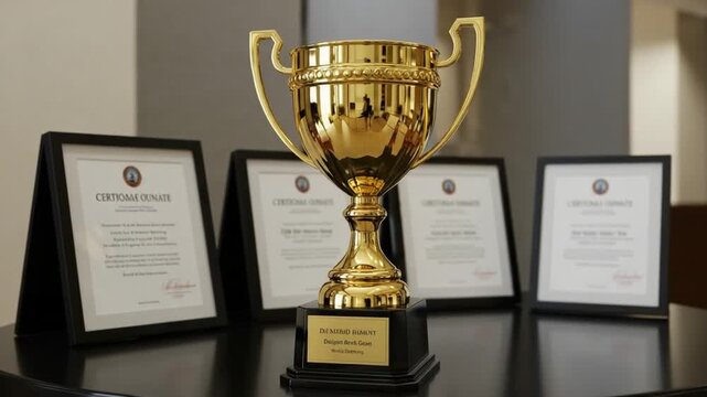 Golden Trophy  Certificates: Celebrating Achievement Success and Recognition in Business.