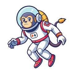 Obraz premium Adorable Monkey Astronaut Floating in Zero Gravity – Fun Space Exploration Vector Art for Sci-Fi, Kids, and Cartoon-Themed Designs