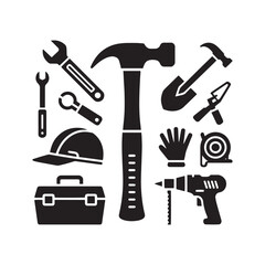 Construction Tools Silhouette Set