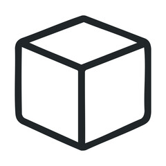 Minimalist black and white cube icon design for graphic interfaces