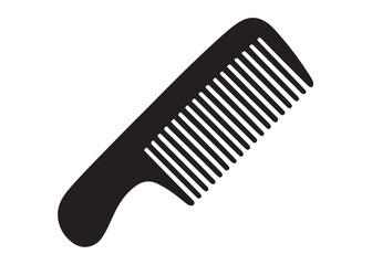 hair comb logo silhouette vector, comb logo icon vector design, hair brush vector logo silhouette illustration, black hair cutting comb logo vector silhouette on white background