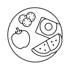 Healthy Kids Lunch Plate Vector Illustration with Fruits Vegetables and Protein