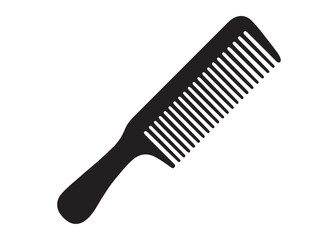 hair comb logo silhouette vector, comb logo icon vector design, hair brush vector logo silhouette illustration, black hair cutting comb logo vector silhouette on white background