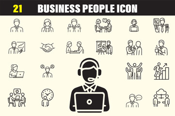 Business people icon set vector file 