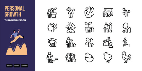 personal growth thin outline icon set vector design good for web and mobile app