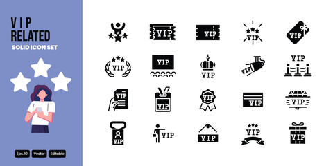 vip solid icon set vector design good for web and mobile app