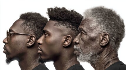 Side profile of three generations of black men