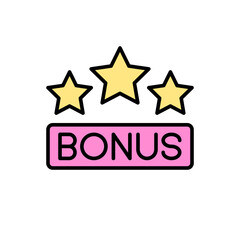 Fototapeta premium Pink Reward Icon with BONUS Text and Triple Gold Star Accents