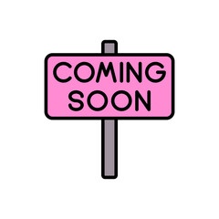 Pink COMING SOON Promotional Sign with Bold Typography Vector Illustration