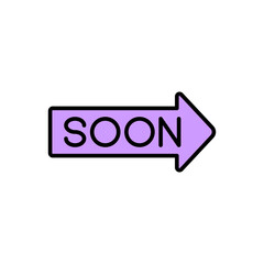 SOON Text Icon with Directional Arrow in Violet Theme