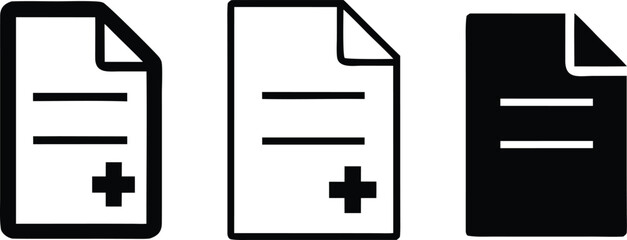 Medical document icons with plus symbol and lines healthcare record vector bundle collection set pack object template elements icons clipart illustration editable flat minimal modern banner poster obj