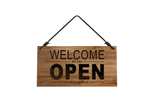 Owner retail, coffee shop woman turning sign board to open with wearing face mask, protection to pandemic of coronavirus reopen store, restaurant after close lockdown quarantine in covid. PNG