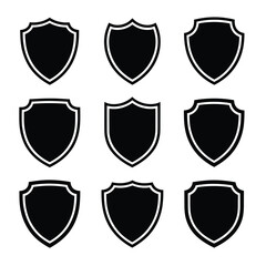 Nine Black and White Police Shields Collection for Branding and Design