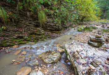 the source of the river, a walk along the riverbed with an overview of the canyon of the river and...