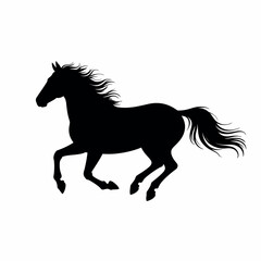 Galloping Stallion Silhouette Illustration: A Dynamic Equine Image Showcasing Power, Freedom, and Wild Spirit in Black and White Design
