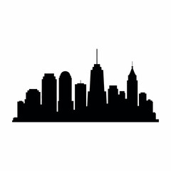 Naklejka premium Cityscape Silhouette Against a Clear Sky, Evoking Urban Sophistication, Architectural Grandeur, and the Vibrant Energy of City Life
