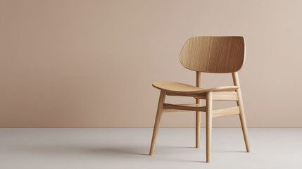 minimalist wooden chair designed for trending interior aesthetics of  is elegantly displayed on clean smooth