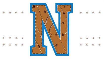 Capital letter N, stitched design